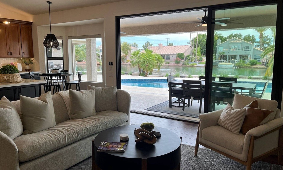 Crystal Shores House | IMPRESSIVE Val Vista Lake front w/VIEW: Heated Pool, Patio TV, Fishing