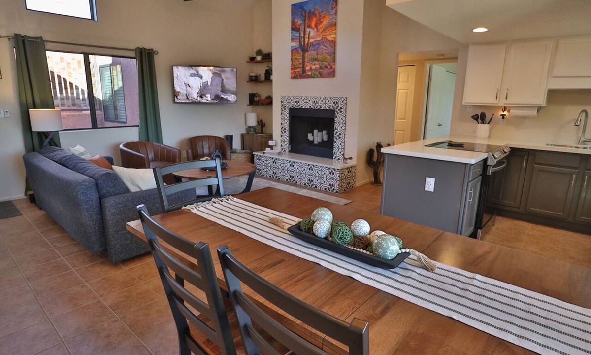 Tucson Condo | Sabino Cactus Grove is a serene condo retreat with stunning mountain views and a clean, natural design.