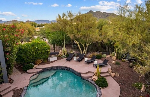 Desert View Village House | 1-Acre Private 4BR Resort w/Pickleball, Sauna, Hot tub, Spa, Pool, Yoga