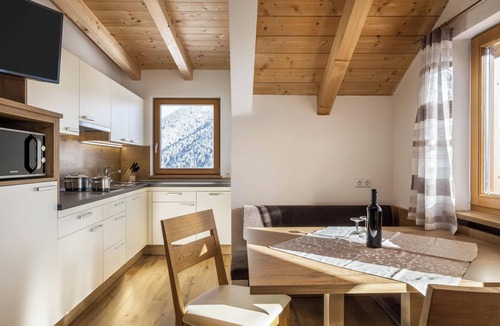 San Martino in Badia Apartment | Apartment 'Ciasa Funtanies Sas Dla Crusc' with Mountain View, Shared Garden and Wi-Fi