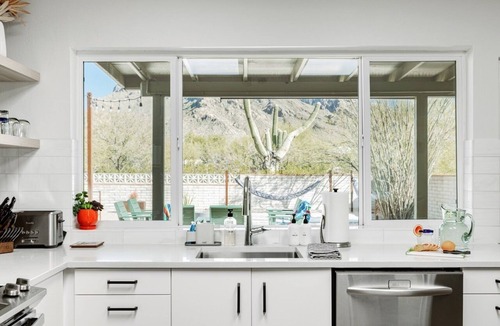 Rancho Feliz House | Desert Oasis with Mtn Views, Hot Tub, Fire Pit