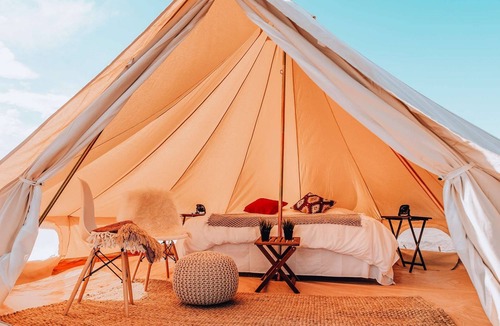Tropic House | Family Tent w/Shared Bathroom - Beauty awaits you just past the red cliffs.