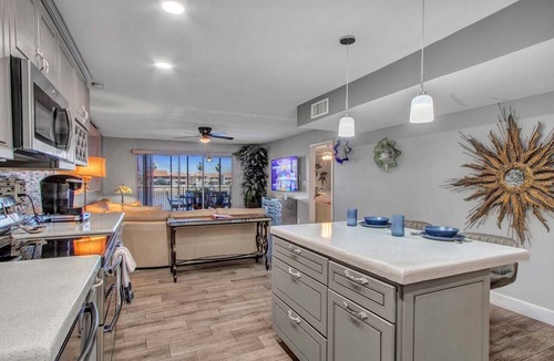 Desert Shores Condo | Lakefront Family, 3 Bedroom, 2 Bath, Private Patio, Heated Pool, Jacuzzi