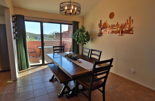 Tucson Condo | Sabino Cactus Grove is a serene condo retreat with stunning mountain views and a clean, natural design.