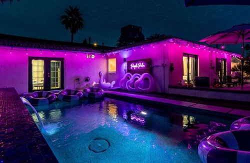 Scottsdale Estates Seven House | The Purple Palm: 88° Heated Pool Purple Light Show