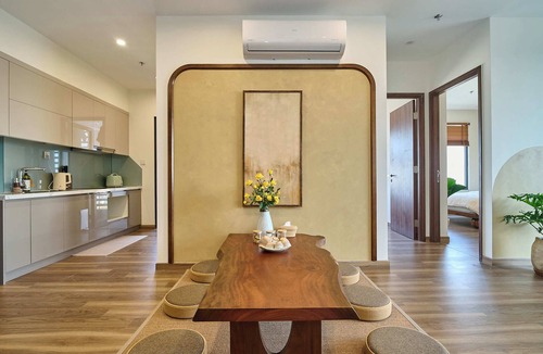 Gia Lam Apartment | Wabi-Sabi 3BR Apartment with Balcony & City View | Ocean Park Hanoi