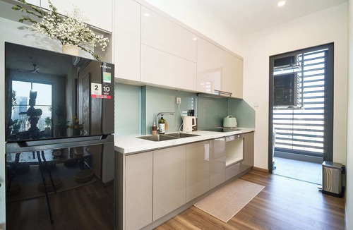 Gia Lam Apartment | Wabi-Sabi 3BR Apartment with Balcony & City View | Ocean Park Hanoi