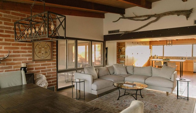 8-acre desert retreat with amazing views, private outdoor living, AC & W/D