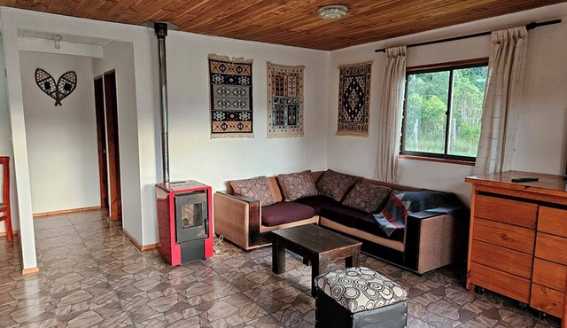 Cabin in Pucon with volcano view, perfect for families