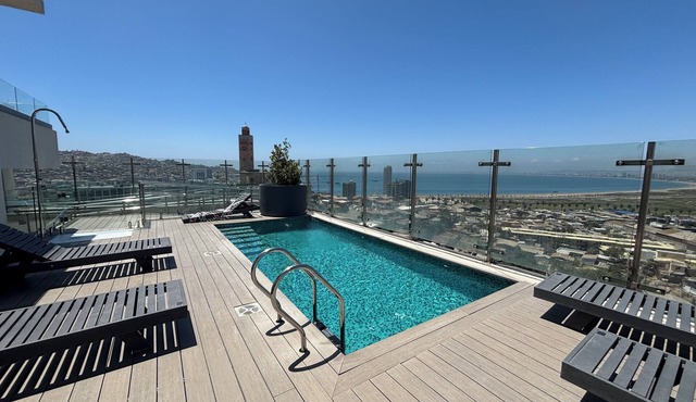 Coquimbo from the heights, sea view+panoramic swimming pool, autonomous arrival24/7