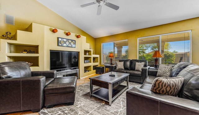 Dog-friendly home with pool, firepit, fast WiFi, central AC, & washer/dryer