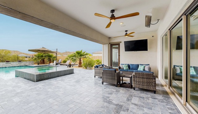 Luxury oasis home with private pool, pool spa, putting green, & amazing views
